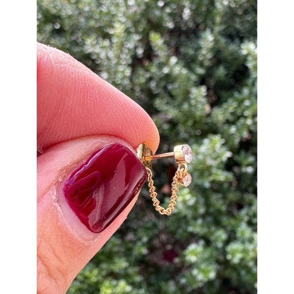 Maria Tash Invisible Dangle Chain 18kt gold single earring with diamonds - Picture 10 of 13